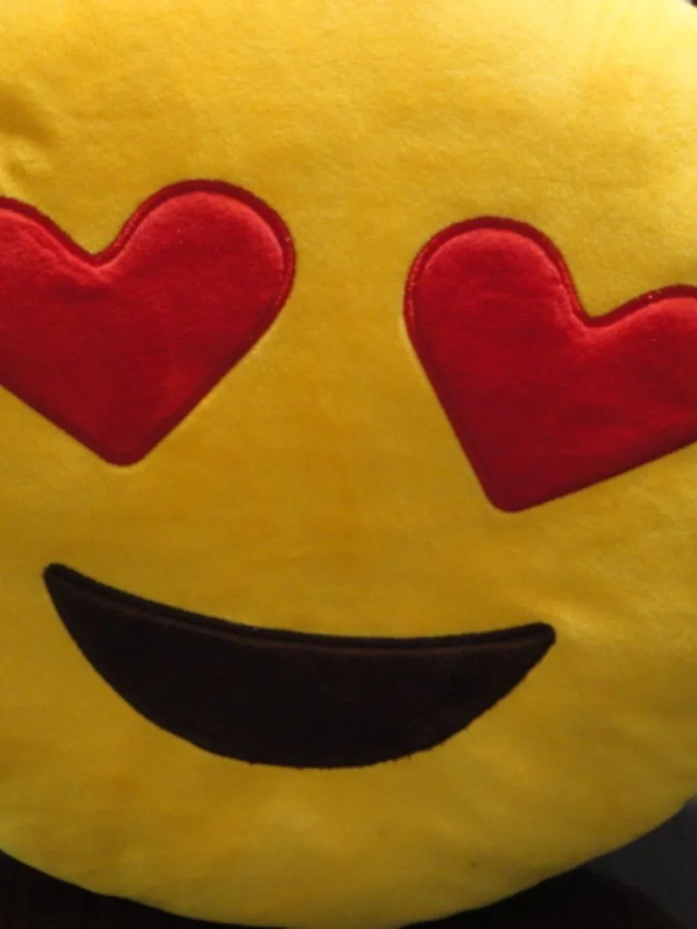 Yellow Heart Shaped Emoji Pillow